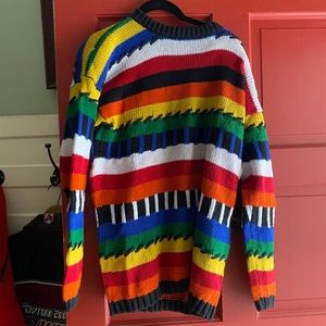 Vintage rainbow knit sweater med